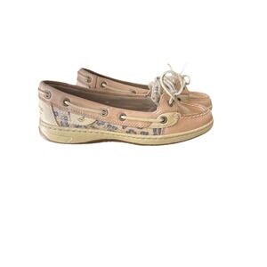 Sperry Top Sider Angelfish Women's Leopard Print Boat Shoes Size 6 M Leather Tie